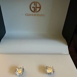 Giani Bernini Clear Crystal Stud Earrings in Silver Tone